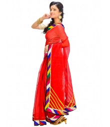 Red Self Design Ethnic Wear Fashion Saree DSCH039